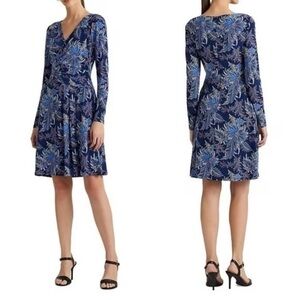 Floral Blue Wrap Dress